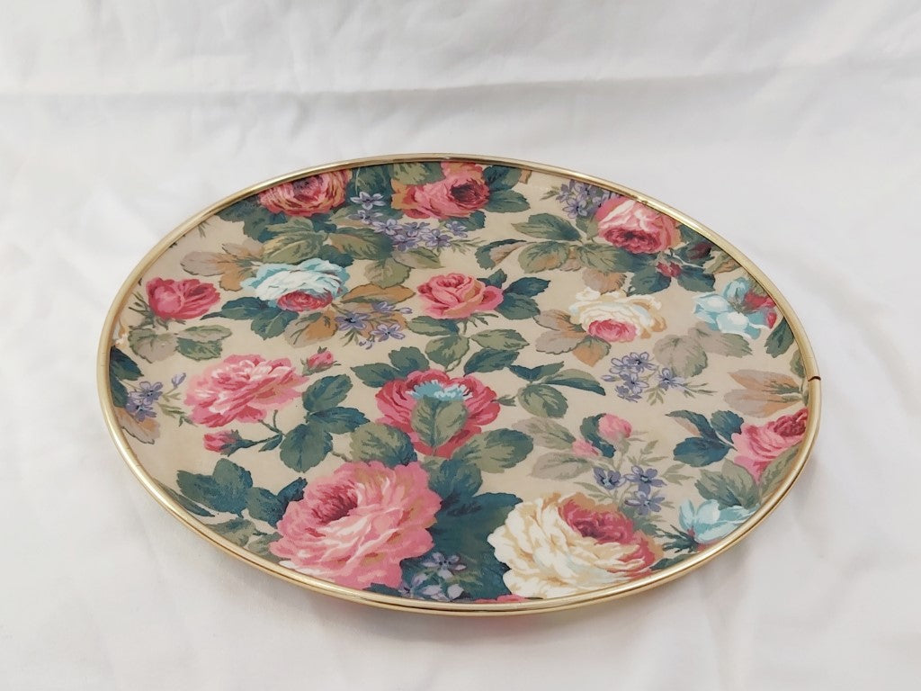 Vintage Sanderson Style Glass Wool Tray with Brass Rim