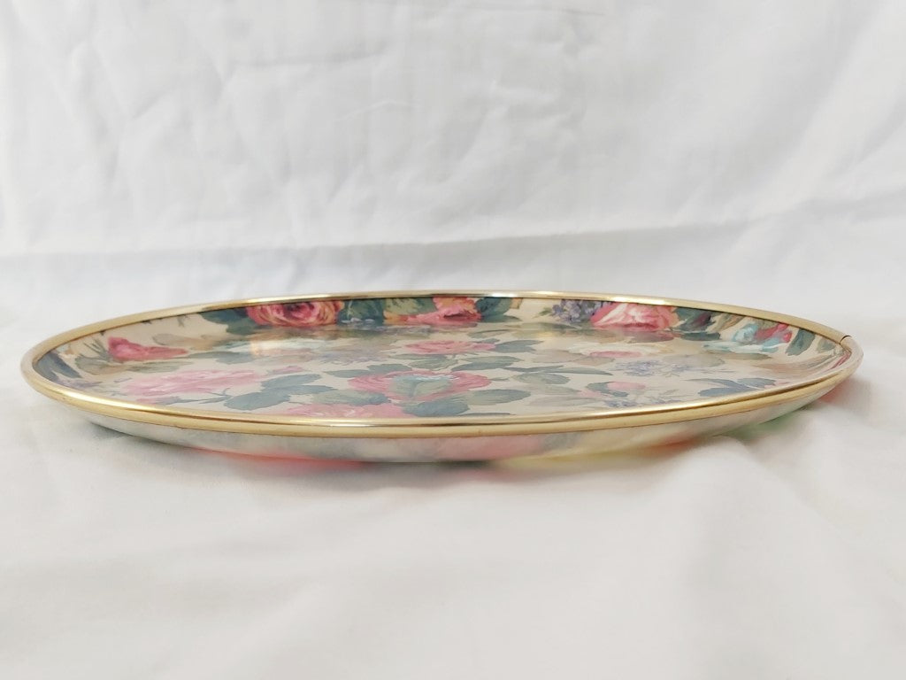 Vintage Sanderson Style Glass Wool Tray with Brass Rim