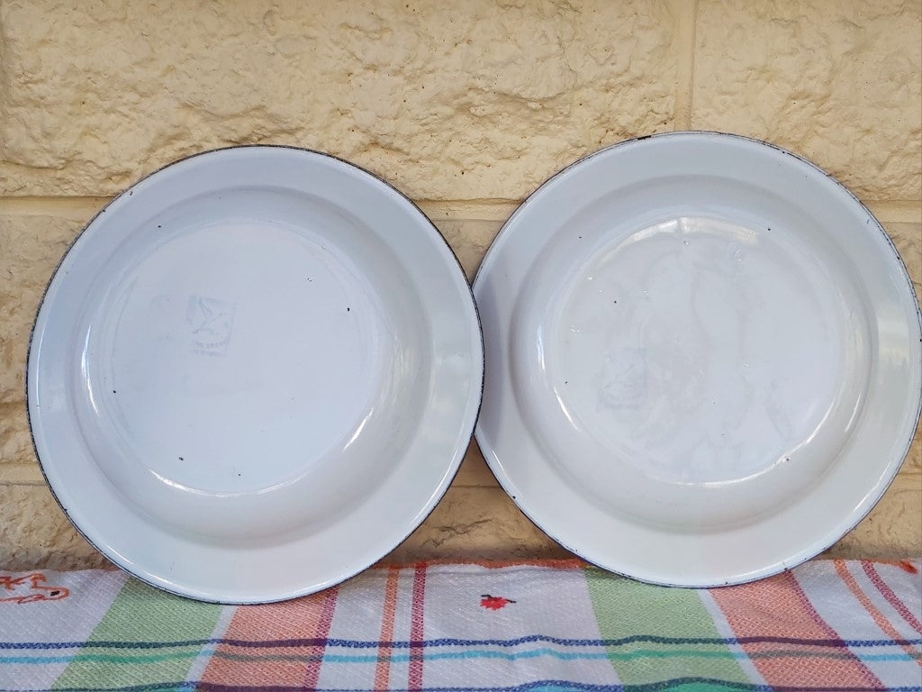 Pair of Enamel Flying Crane Bowls