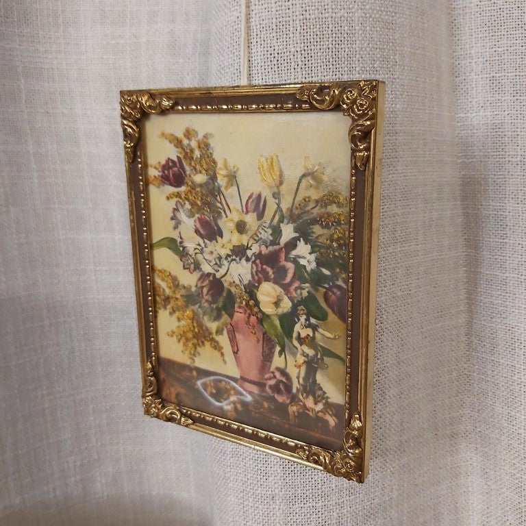 Framed Miniature "Spring Bouquet" Reproduction Oil Painting