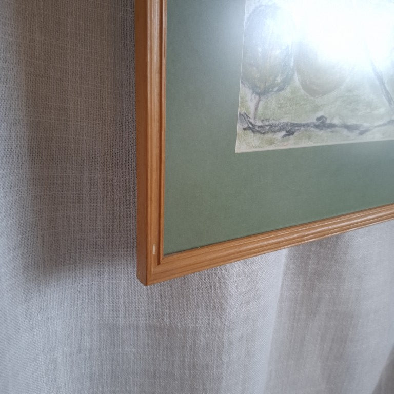 Framed Vintage Pastel Drawing of Fruit Signed CB 1982