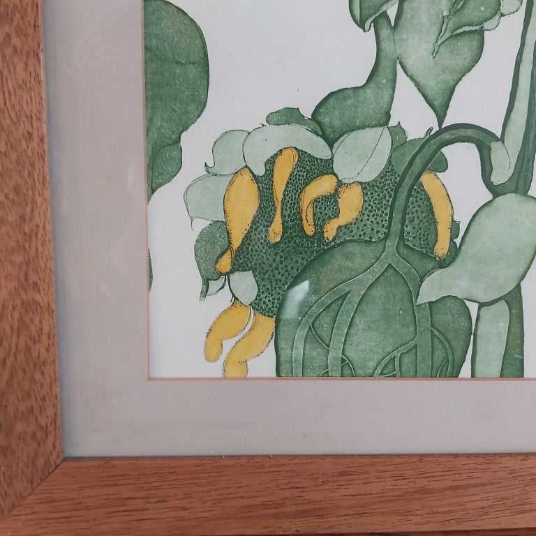 Framed Sunflower Print Signed Carfield