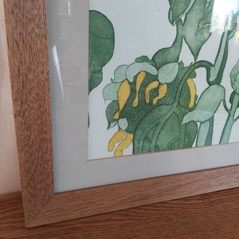 Framed Sunflower Print Signed Carfield