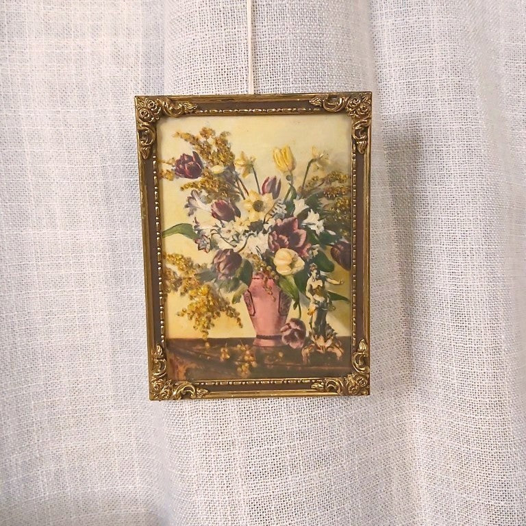 Framed Miniature "Spring Bouquet" Reproduction Oil Painting