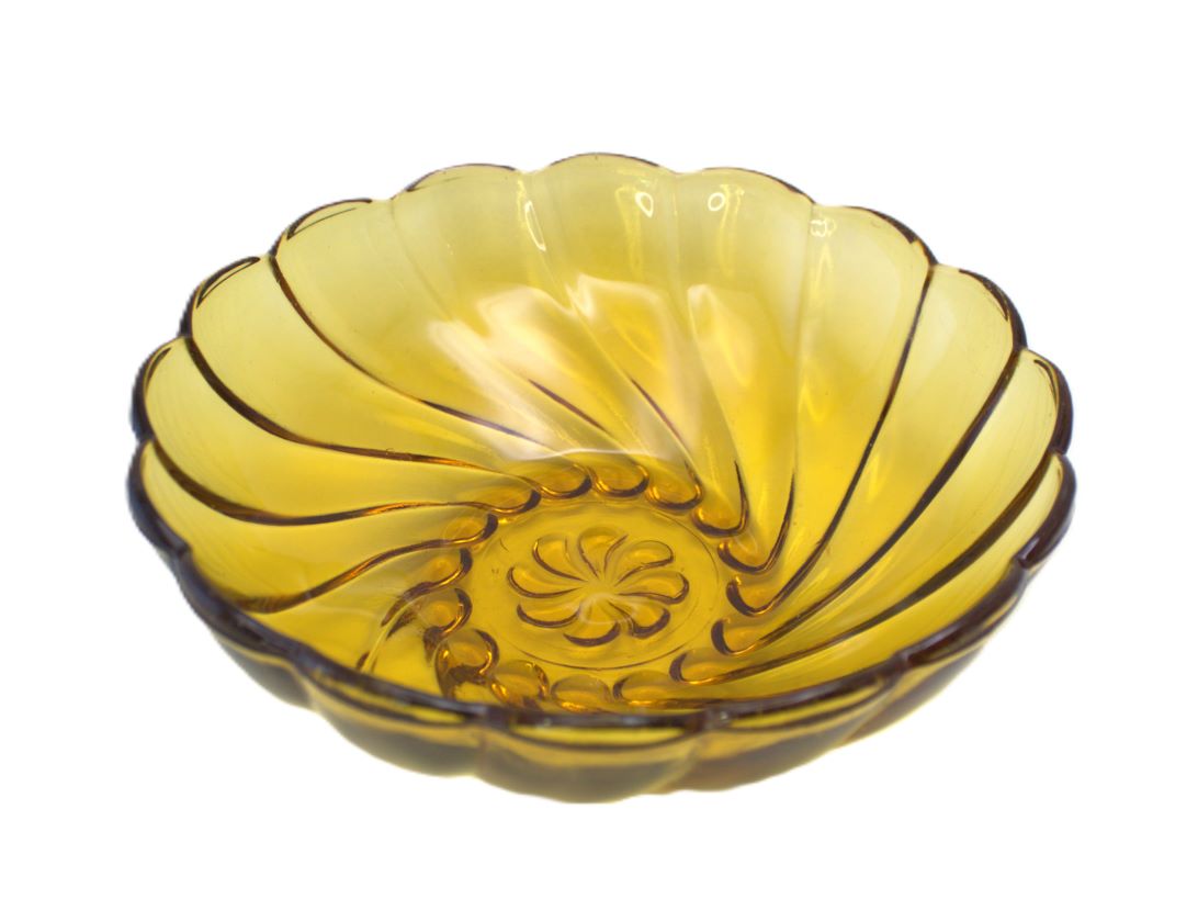 Hazel Atlas Seashell Amber Swirl Bowl