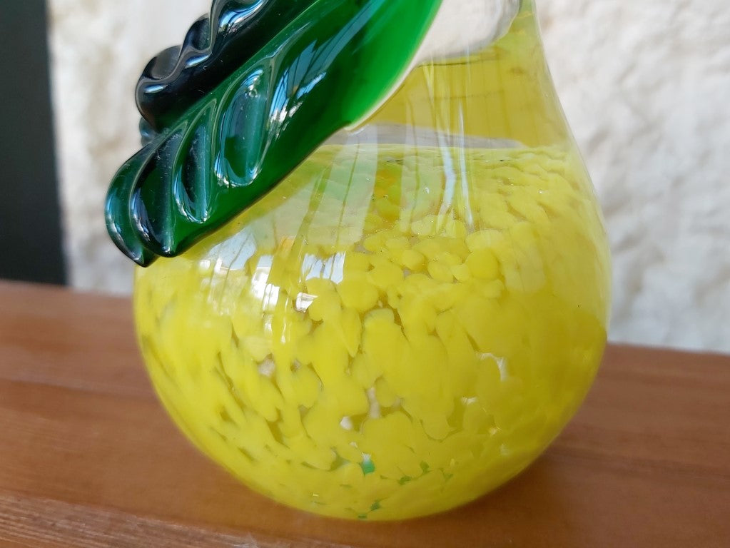 Vibrant Yellow Art Glass Pear Paperweight