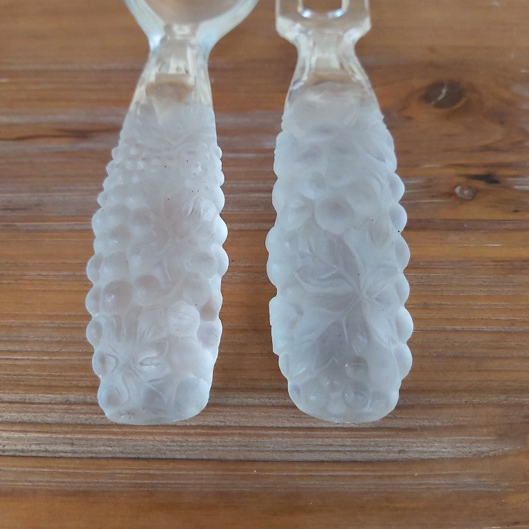 Glass Salad Servers with Grape design