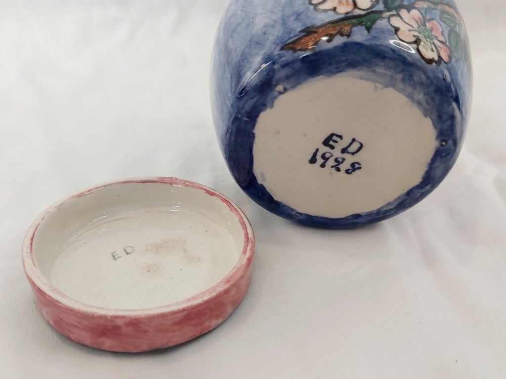 Almost Antique Handpainted Ginger Jar / Pot With Lid