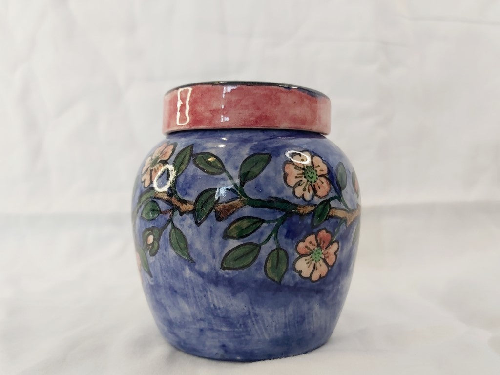 Almost Antique Handpainted Ginger Jar / Pot With Lid