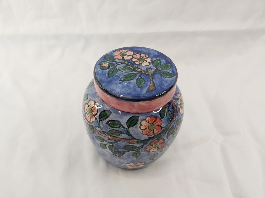 Almost Antique Handpainted Ginger Jar / Pot With Lid