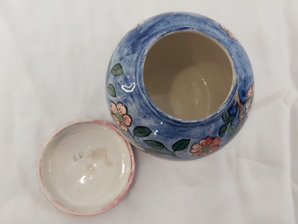 Almost Antique Handpainted Ginger Jar / Pot With Lid