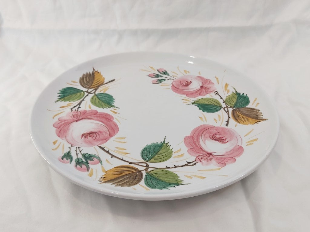 Roses Platter / Cake Plate Hand Painted in Italy