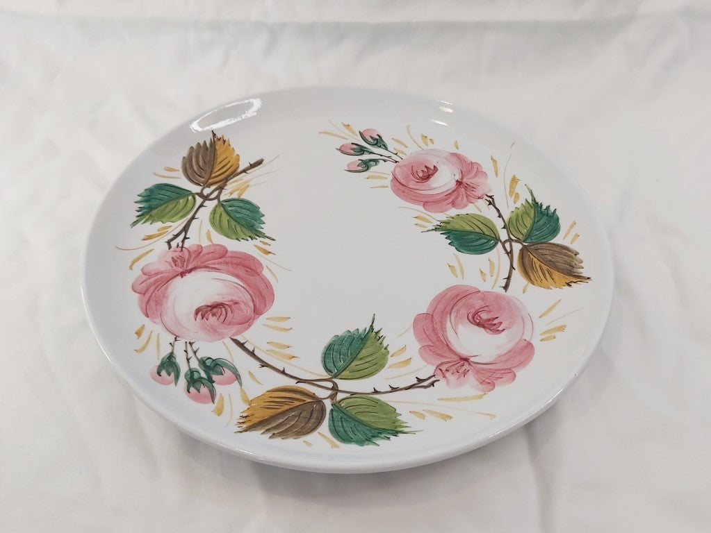 Roses Platter / Cake Plate Hand Painted in Italy