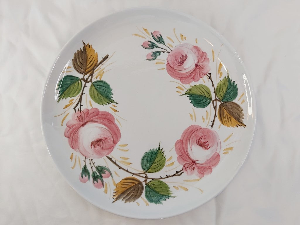 Roses Platter / Cake Plate Hand Painted in Italy