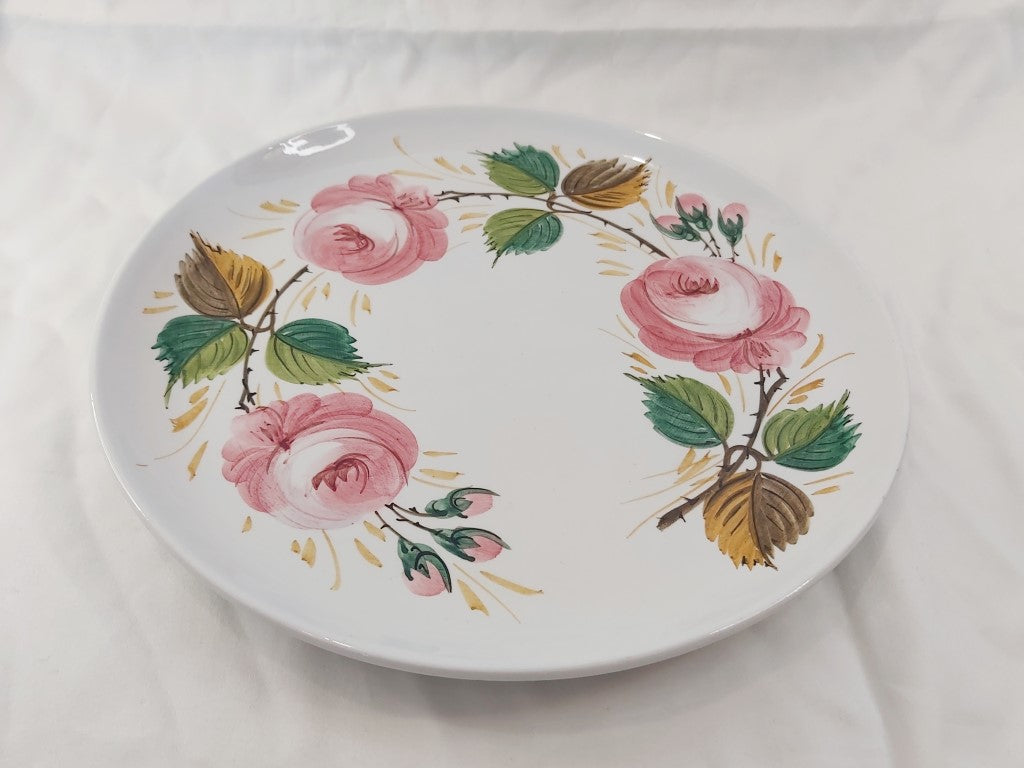 Roses Platter / Cake Plate Hand Painted in Italy