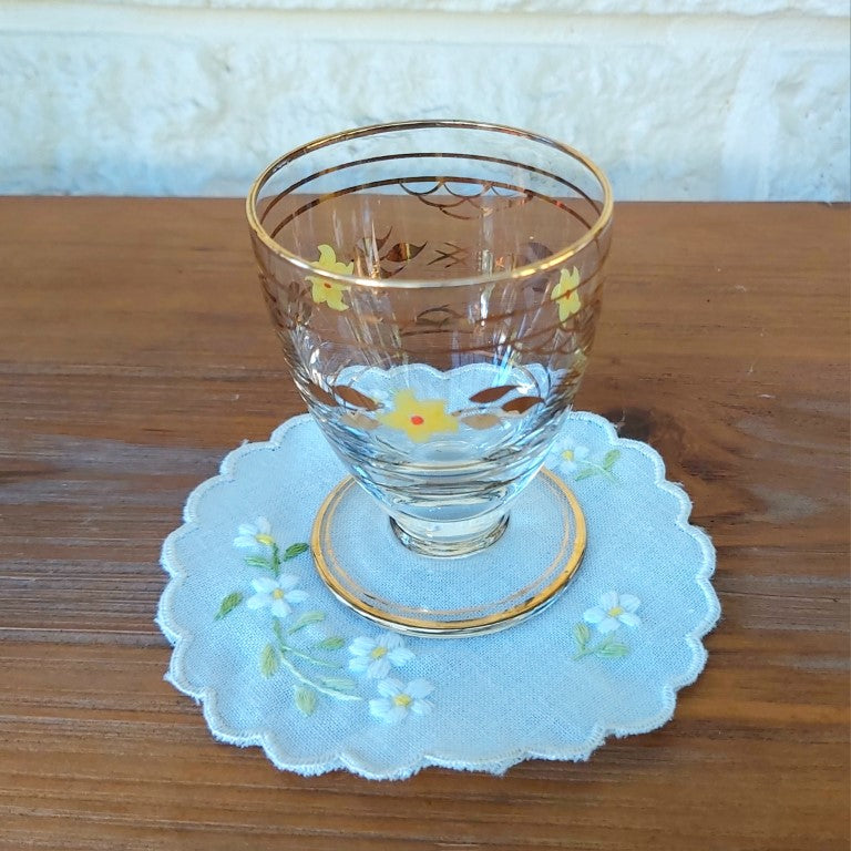 Vintage Glass Hand Painted Decanter and Glasses