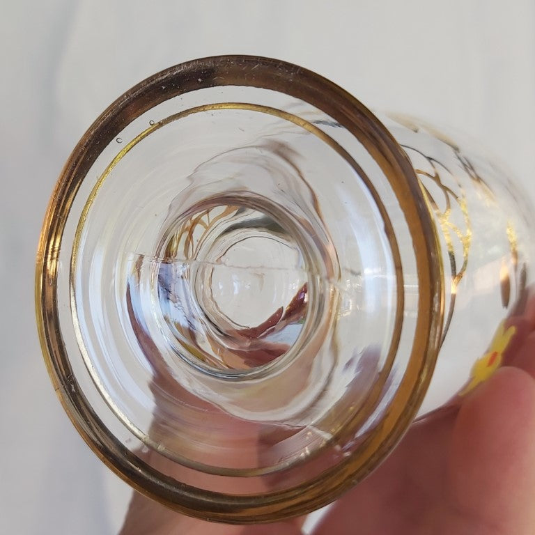 Vintage Glass Hand Painted Decanter and Glasses