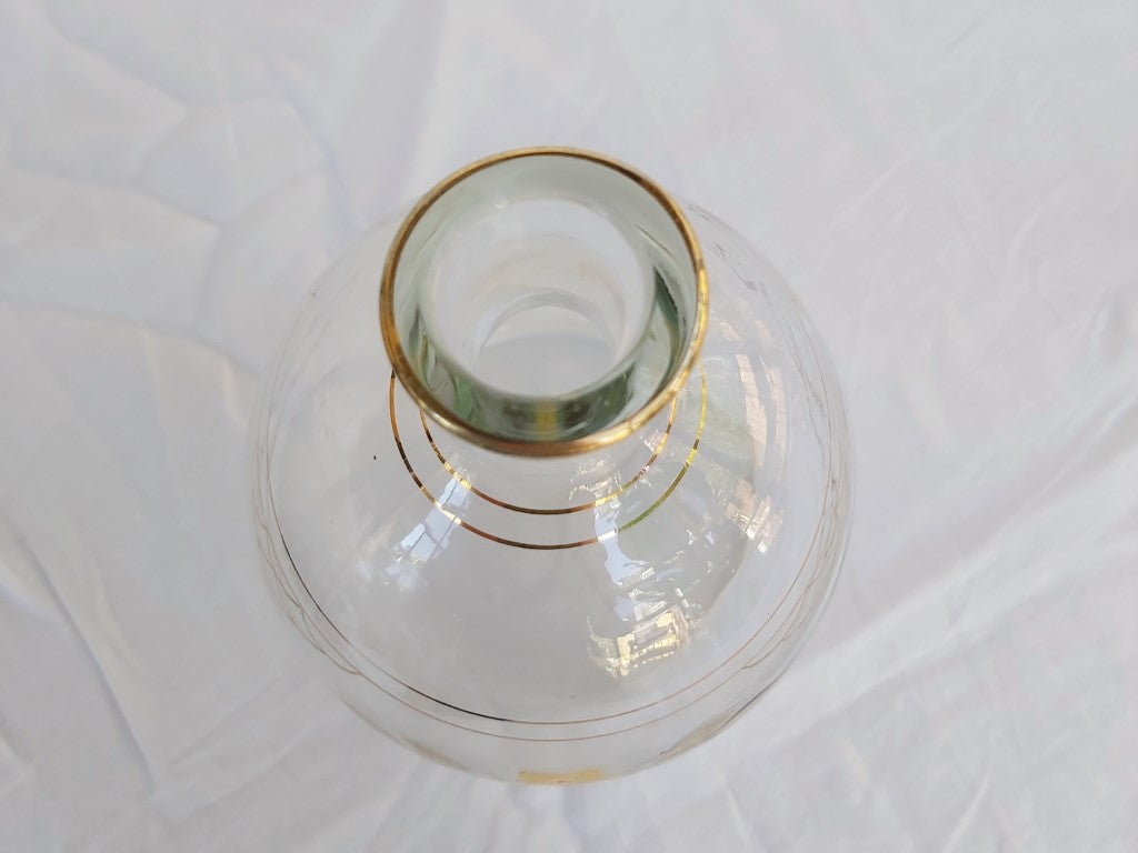 Vintage Glass Hand Painted Decanter and Glasses