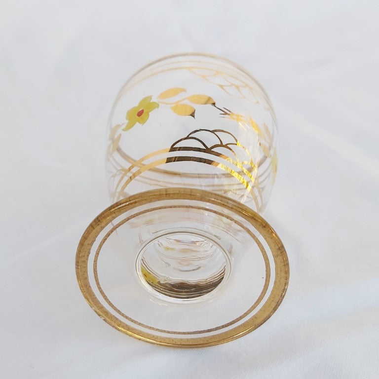 Vintage Glass Hand Painted Decanter and Glasses