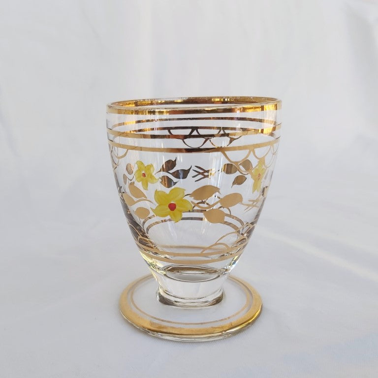 Vintage Glass Hand Painted Decanter and Glasses