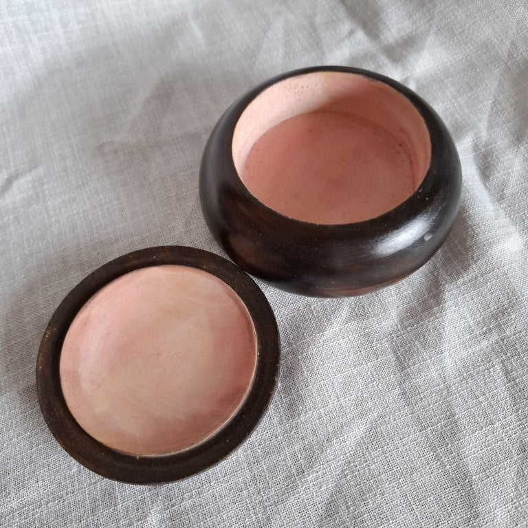 Dark Wood Trinket Box With Handpainted Roses