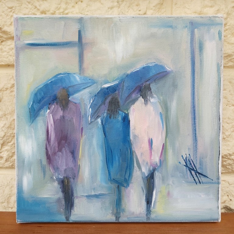 Hayley Henderson Women in Rain Painting