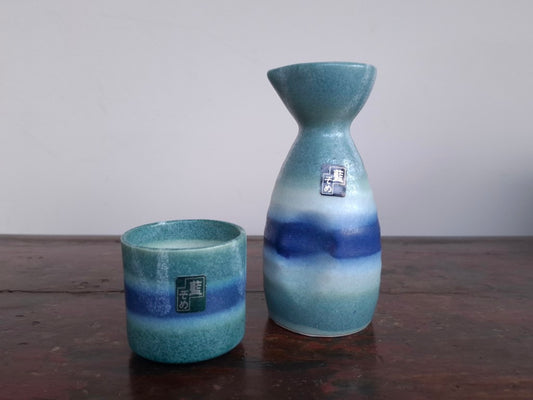 Indigo Dyed Ceramic Tokuri Sake Set