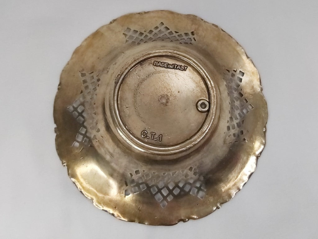 Italian Ornate Vintage Lattice Brass Bowl