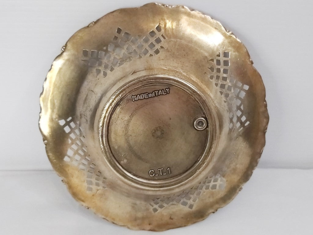 Italian Ornate Vintage Lattice Brass Bowl