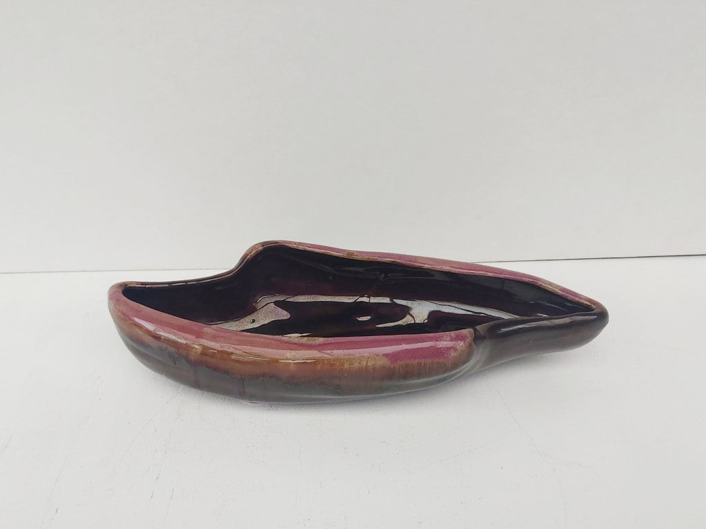 Vintage MCM Japanese Brown Drip Glaze Ikebana Planter