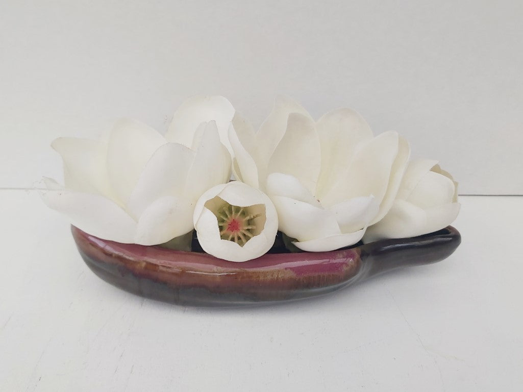 Vintage MCM Japanese Brown Drip Glaze Ikebana Planter