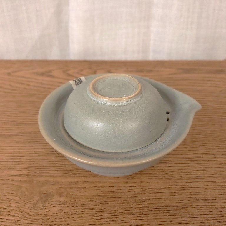Japanese Shigaraki-yaki Pottery Travel Teapot and Cup
