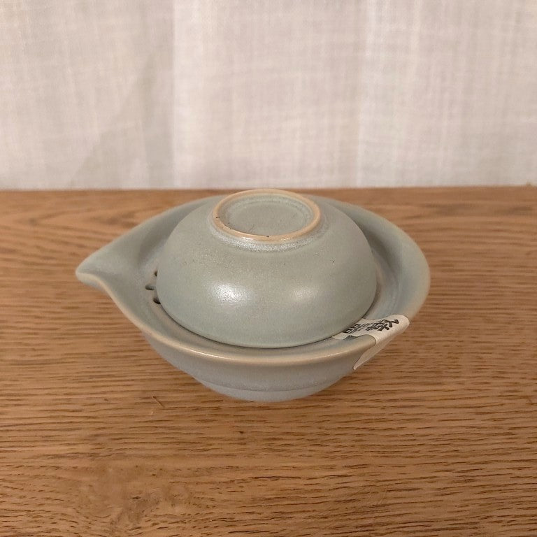 Japanese Shigaraki-yaki Pottery Travel Teapot and Cup