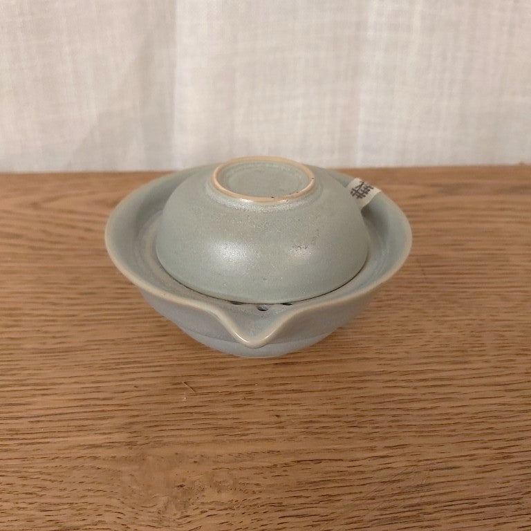 Japanese Shigaraki-yaki Pottery Travel Teapot and Cup