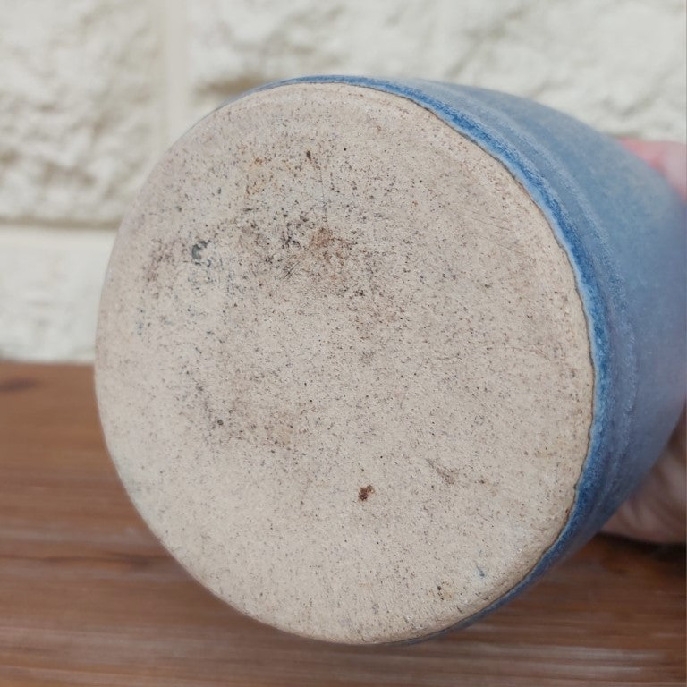 Blue Japanese Style Glazed Studio Pottery Vase