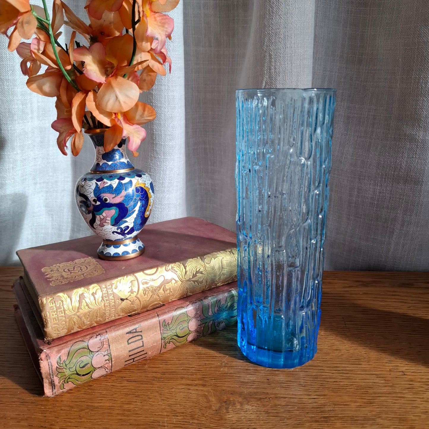 Kemple Cobalt Blue Bark Glass Vase or Highball