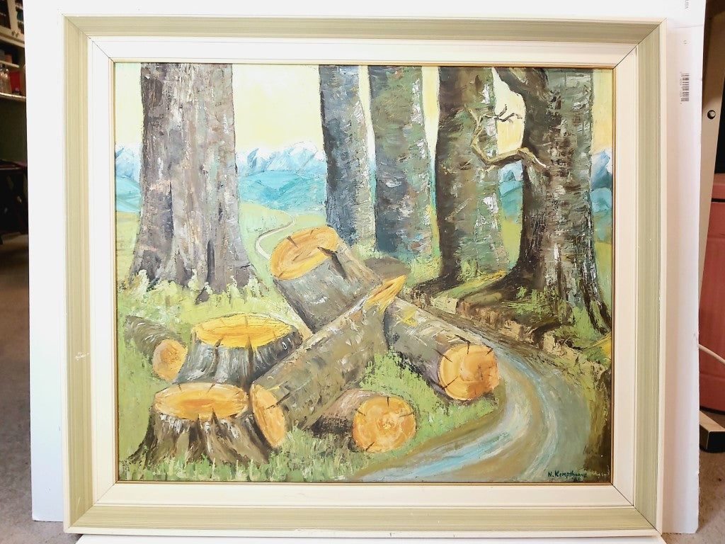 Large MCM NZ Forest Scene Oil Painting