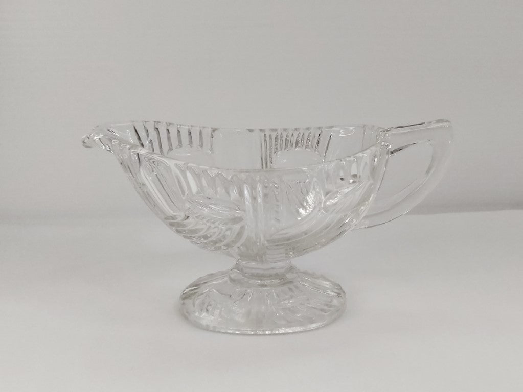 Libochovice Comet Oval Pressed Glass Sauce Boat