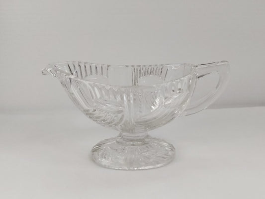 Libochovice Comet Oval Pressed Glass Sauce Boat