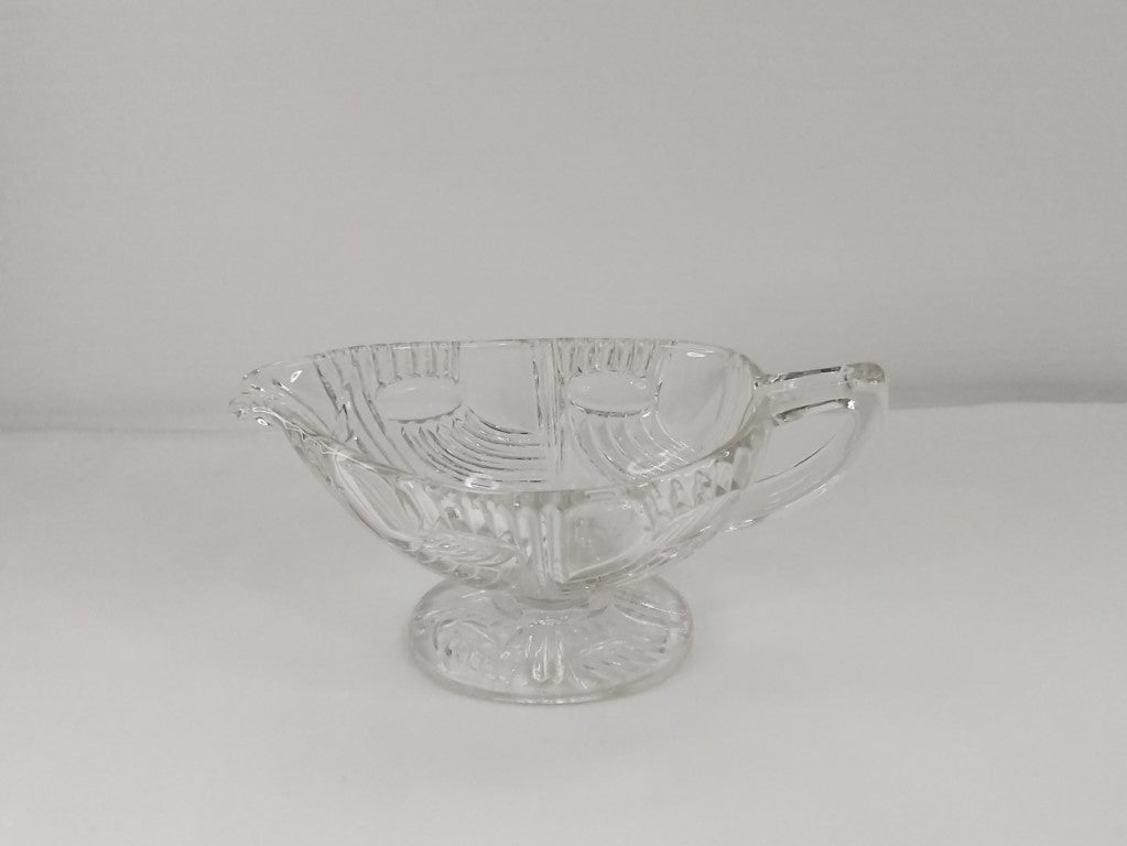 Libochovice Comet Oval Pressed Glass Sauce Boat