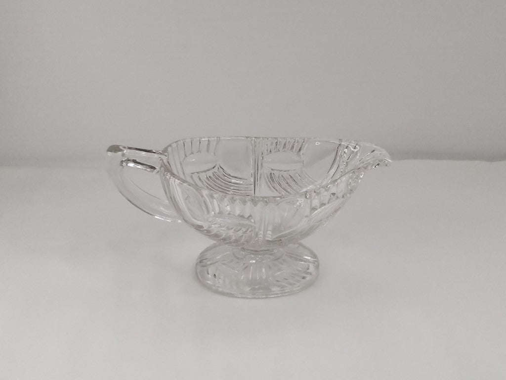 Libochovice Comet Oval Pressed Glass Sauce Boat