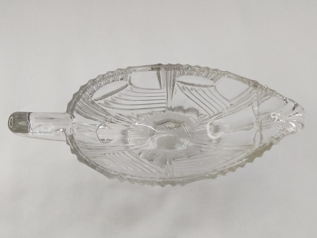 Libochovice Comet Oval Pressed Glass Sauce Boat