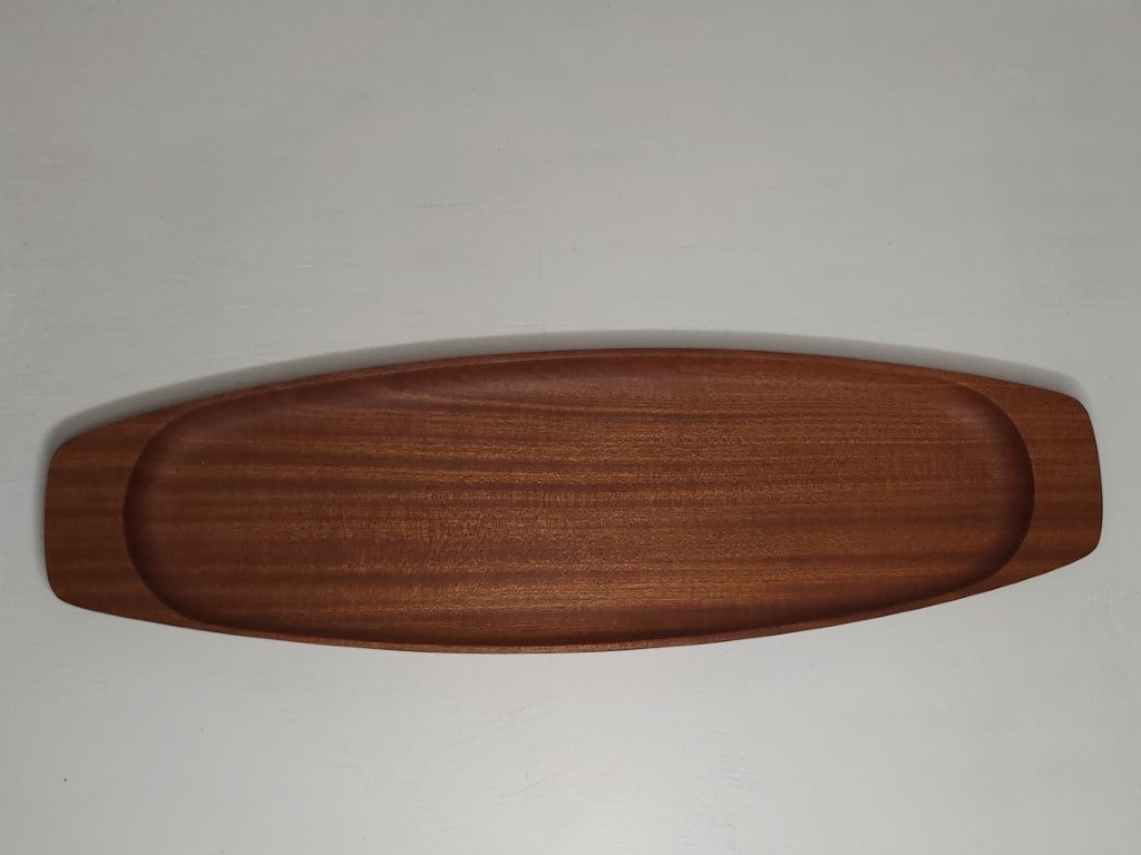 MCM Gondola Shaped Teak or Mahogany Tray