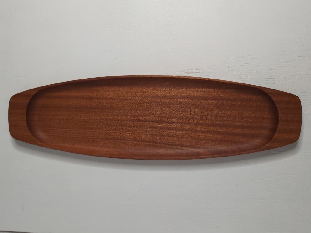 MCM Gondola Shaped Teak or Mahogany Tray
