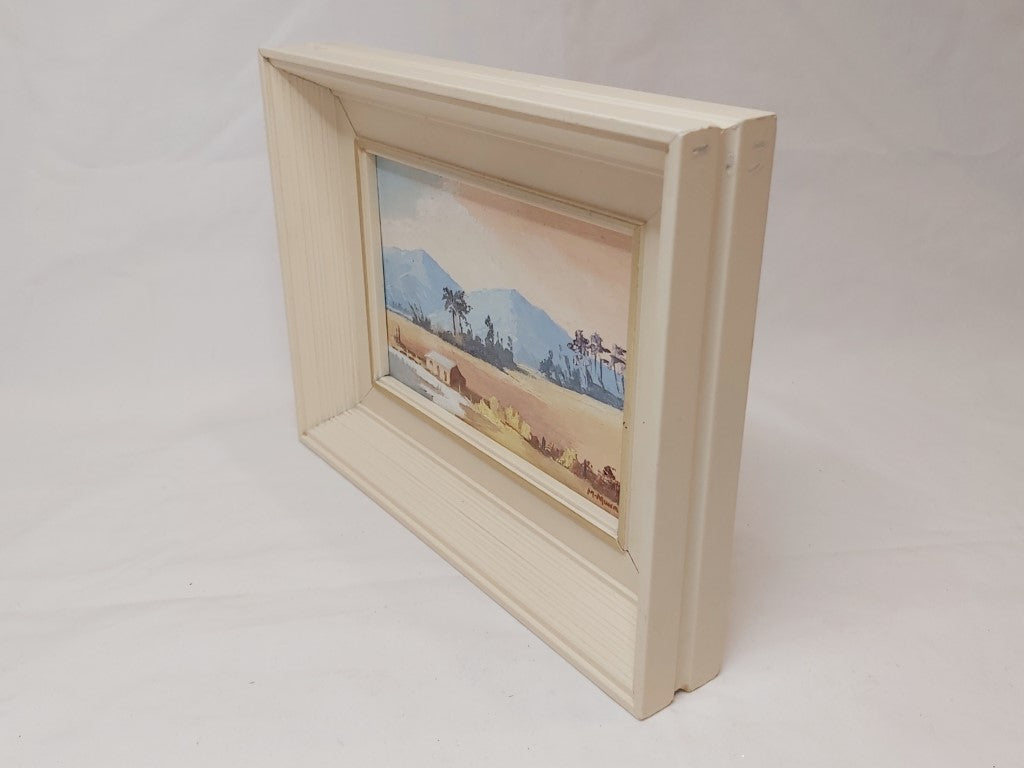 Mid Century Framed Postcard Sized Oil Painting