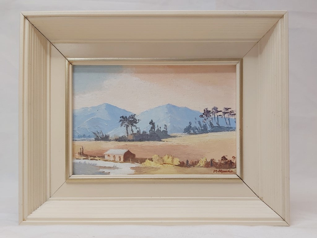 Mid Century Framed Postcard Sized Oil Painting