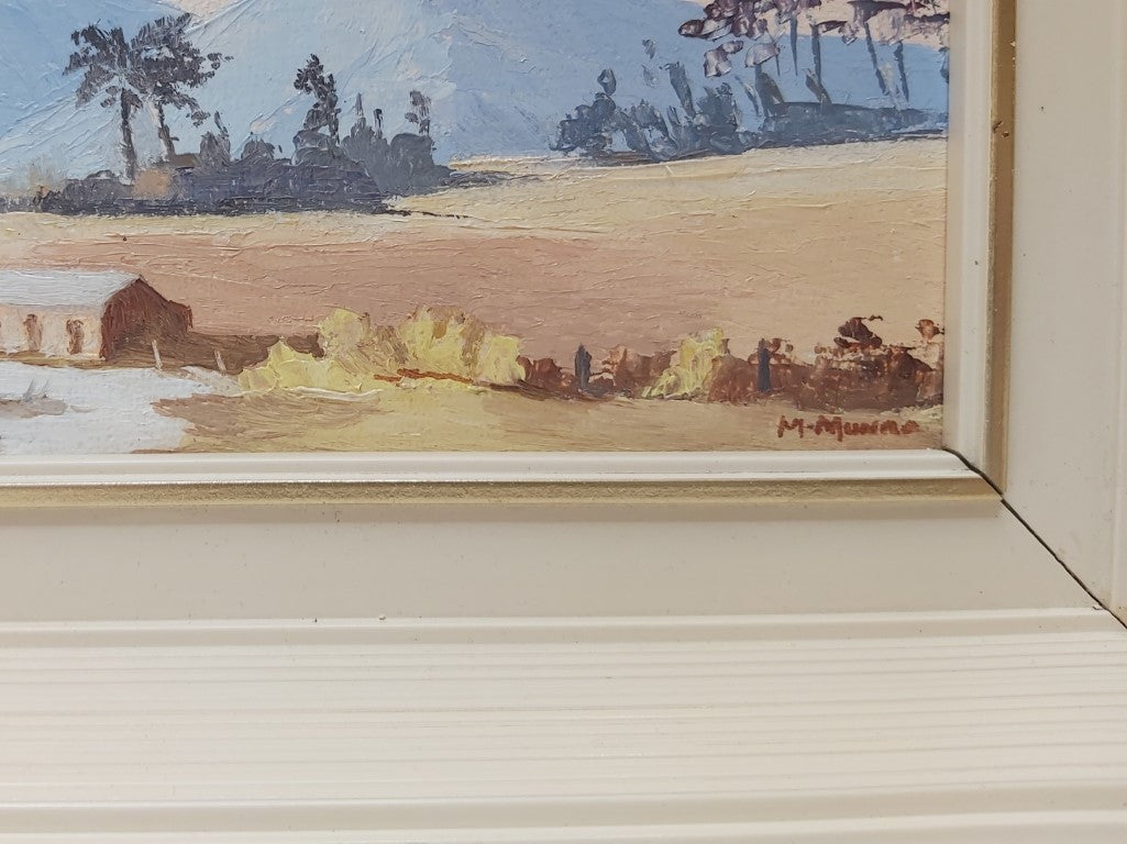 Mid Century Framed Postcard Sized Oil Painting
