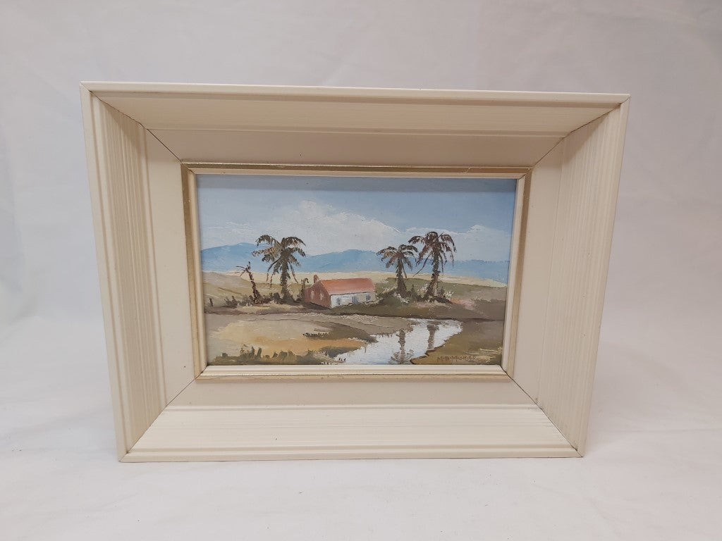 Mid Century Framed Postcard Sized Oil Painting 2