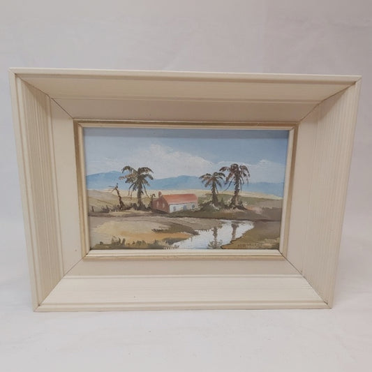 Mid Century Framed Postcard Sized Oil Painting 2