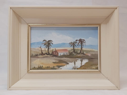 Mid Century Framed Postcard Sized Oil Painting 2